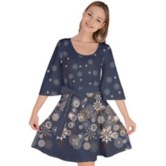 Snowflakes Christmas Steel Blue Starry Night Stars Velour Kimono Dress by CoolDesigns