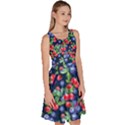 Berry Navy & Red Pattern Knee Length Skater Dress With Pockets View3