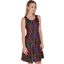 Black Neon Rainbow Colorful Laser with Random Beams Knee Length Skater Dress With Pockets View3