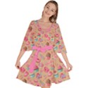 Beige Yummy Colorful Sweet Lollipop Candy Macaroon Cupcake Donut Seamless Velour Kimono Dress  View1