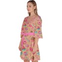 Beige Yummy Colorful Sweet Lollipop Candy Macaroon Cupcake Donut Seamless Velour Kimono Dress  View2