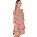 Beige Yummy Colorful Sweet Lollipop Candy Macaroon Cupcake Donut Seamless Velour Kimono Dress  View3