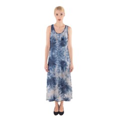 Dull Blue Tie Dye Sleeveless Maxi Dress by CoolDesigns