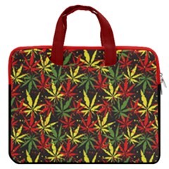 Marijuana Dark Red Cannabis Leaves 16  Double Pocket Laptop Bag by CoolDesigns