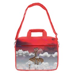 Crimson Red Giraffe Lovers Pattern 16  Shoulder Laptop Bag by CoolDesigns