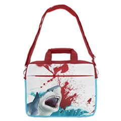 Red & Teal Fierce Shark Pattern 13  Shoulder Laptop by CoolDesigns