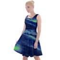 Star Green Dust Navy Fun Night Sky Moon and Stars Knee Length Skater Dress View1