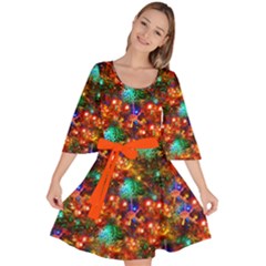 Orange Xmas Aqua Christmas Lights Velour Kimono Dress by CoolDesigns