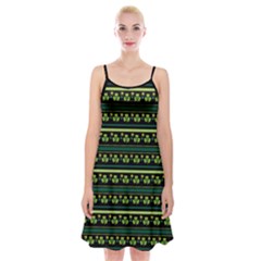 Aztec Black Lucky Clover Leaves Spaghetti Strap Velvet Dress by CoolDesigns