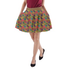 Dark Khaki Dinosaur Pattern A-line Pocket Skirt by CoolDesigns