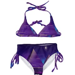 Egyptian Pyramids Night Landscape Cartoon Kids  Classic Bikini Set by Bedest