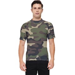 Texture Military Camouflage Repeats Seamless Army Green Hunting Men s Short Sleeve Rash Guard by Bedest