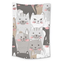 Cute Cats Seamless Pattern Large Tapestry by Bedest