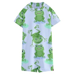 Cute Green Frogs Seamless Pattern Kids  Boyleg Half Suit Swimwear by Bedest