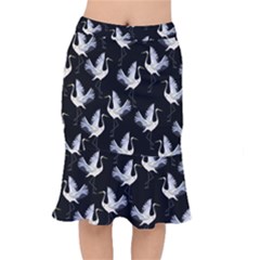 Crane Pattern Bird Animal Short Mermaid Skirt by Bedest