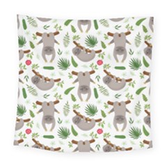 Seamless Pattern With Cute Sloths Square Tapestry (large) by Bedest