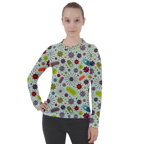 Seamless Pattern With Viruses Women s Pique Long Sleeve T-shirt by Bedest