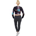 Stuck On Saturn Astronaut Planet Space Long Sleeve Cropped Velvet Jacket View2