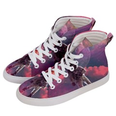 Aesthetic Astronautics Atmosphere Blue Clouds Cosmos Fantasy Galaxy Men s Hi-top Skate Sneakers by Cendanart