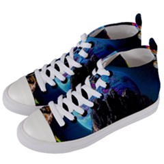 Aesthetic Psychedelic Drawings Art Acid Space Women s Mid-top Canvas Sneakers by Cendanart