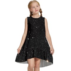 Sky Black Star Night Space Edge Super Dark Universe Kids  Frill Swing Dress by Cendanart