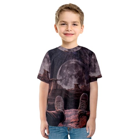 In The Cosmos Moon Sci-fi Space Sky Kids  Sport Mesh T-shirt by Cendanart