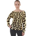 Leopard Print Off Shoulder Long Sleeve Velour Top View1