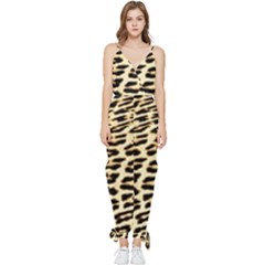 Leopard Print Sleeveless Tie Ankle Chiffon Jumpsuit by TShirt44