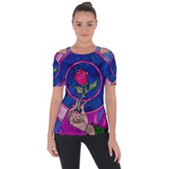 Enchanted Rose Stained Glass Shoulder Cut Out Short Sleeve Top by Cendanart