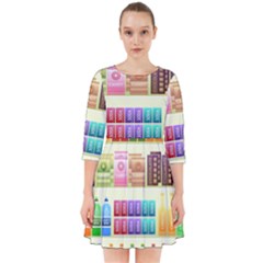 Supermarket Shelf Products Snacks Smock Dress by Cendanart