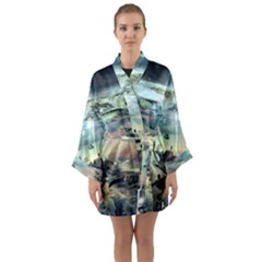 Psychedelic Art Long Sleeve Satin Kimono by Bedest