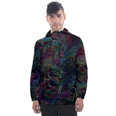 Peacock Feather Paradise Men s Front Pocket Pullover Windbreaker by Cendanart