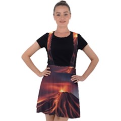 Volcanic Eruption Velvet Suspender Skater Skirt by Proyonanggan