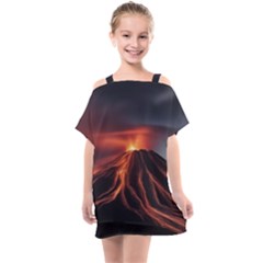 Volcanic Eruption Kids  One Piece Chiffon Dress by Proyonanggan