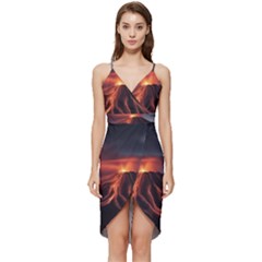 Volcanic Eruption Wrap Frill Dress by Proyonanggan