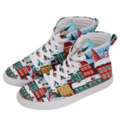 Christmas Background Design House Women s Hi-top Skate Sneakers by Proyonanggan