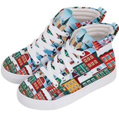 Christmas Background Design House Kids  Hi-top Skate Sneakers by Proyonanggan