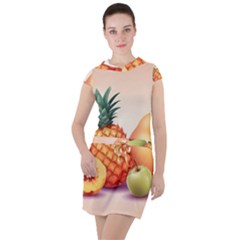 Fruit Pattern Apple Abstract Food Drawstring Hooded Dress by Proyonanggan