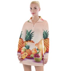 Fruit Pattern Apple Abstract Food Women s Long Sleeve Casual Dress by Proyonanggan