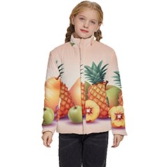 Fruit Pattern Apple Abstract Food Kids  Puffer Bubble Jacket Coat by Proyonanggan