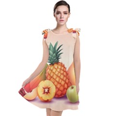 Fruit Pattern Apple Abstract Food Tie Up Tunic Dress by Proyonanggan