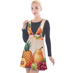 Fruit Pattern Apple Abstract Food Plunge Pinafore Velour Dress by Proyonanggan