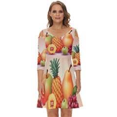 Fruit Pattern Apple Abstract Food Shoulder Cut Out Zip Up Dress by Proyonanggan