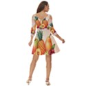 Fruit Pattern Apple Abstract Food Shoulder Cut Out Zip Up Dress View4