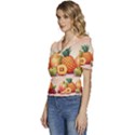Fruit Pattern Apple Abstract Food Puffed Short Sleeve Button Up Jacket View2