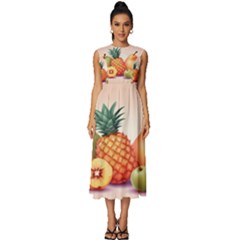 Fruit Pattern Apple Abstract Food Sleeveless Round Neck Midi Dress by Proyonanggan