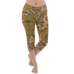 Map Geography Travel Global Lightweight Velour Capri Yoga Leggings by Proyonanggan