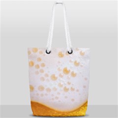 Beer Foam Texture Macro Liquid Bubble Full Print Rope Handle Tote (small) by Cemarart