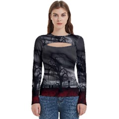 Grave Yard Dark Fantasy Trees Women s Cut Out Long Sleeve T-shirt by Cemarart