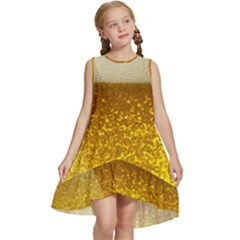 Light Beer Texture Foam Drink In A Glass Kids  Frill Swing Dress by Cemarart